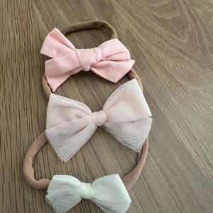 Lou Lou & Company Pink, White, and Cream Bow Headband Trio